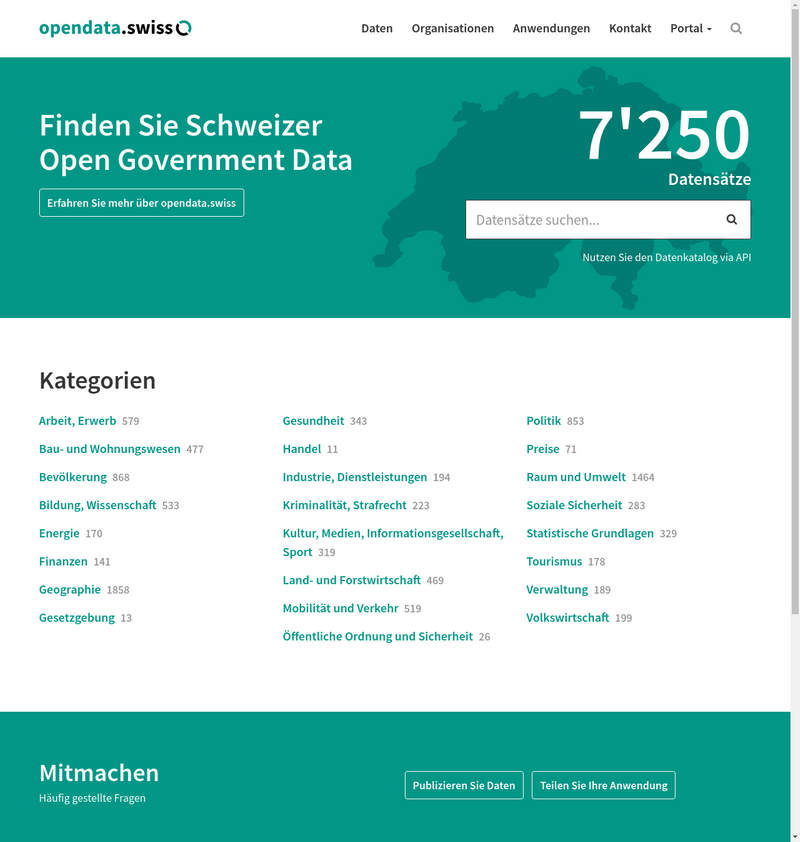 Open Government Data Portal der Schweiz